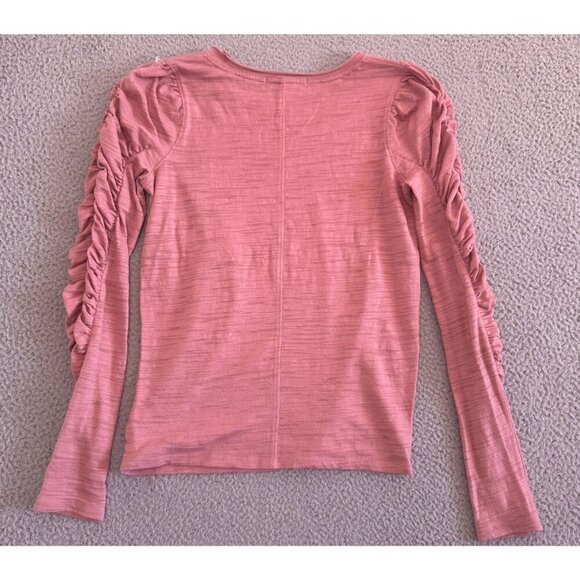 Free People Natasha Top Ruched Long Sleeve Round Neck Blush Pink - Picture 2 of 10